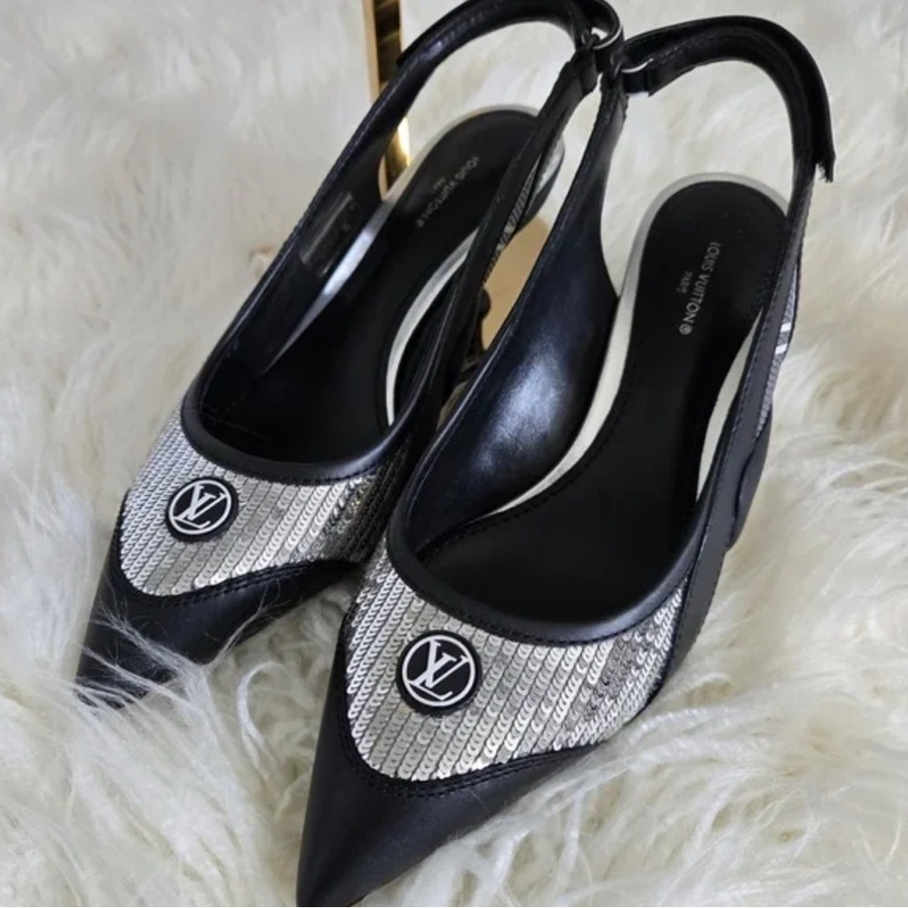 Black and Silver Women's Slingback Shoes